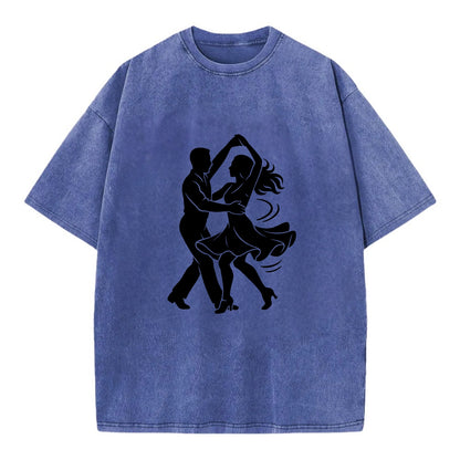 Salsa dancers spinning turn - Vintage T-shirt - Blue
