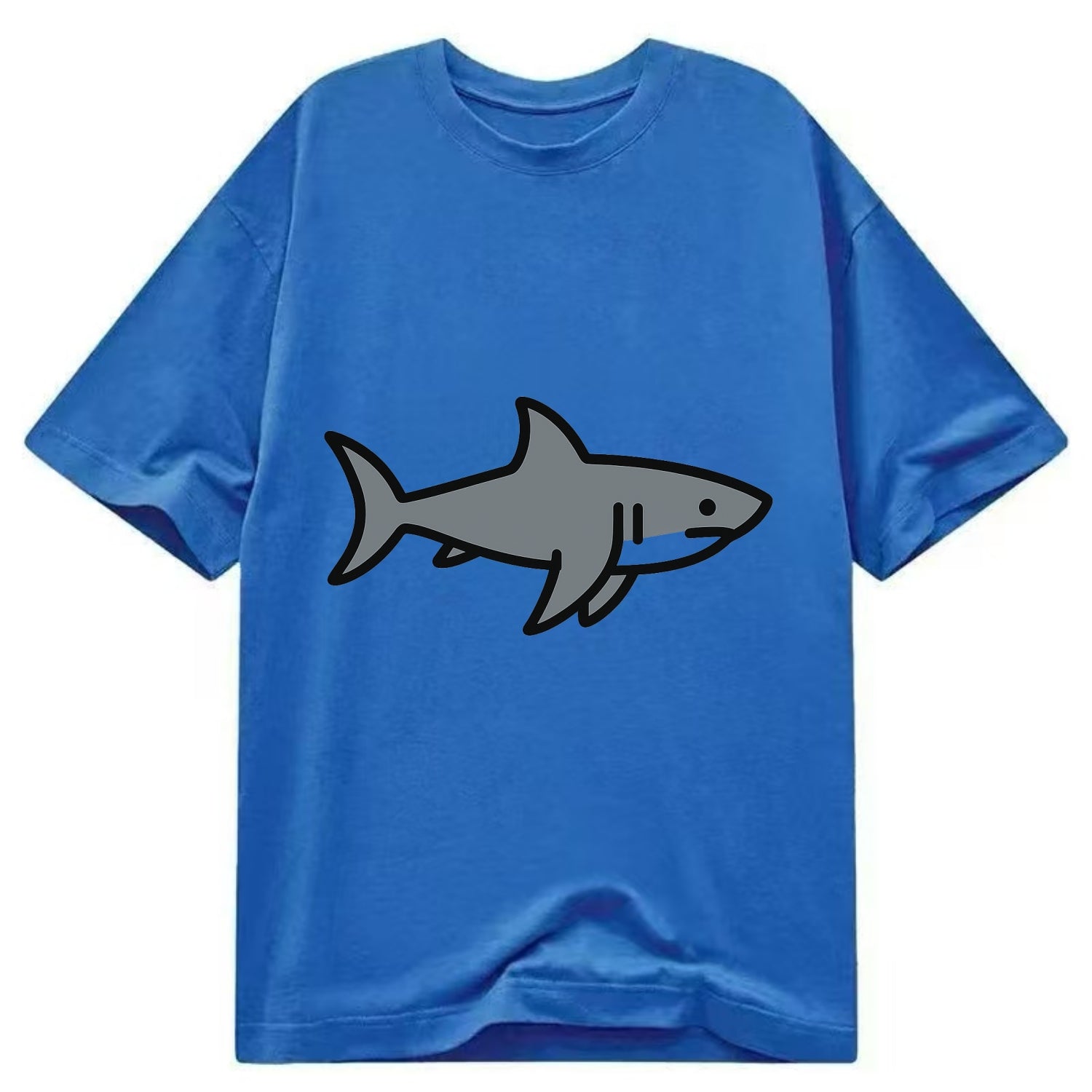 Great White Shark - Gray predator flat side profile - Classic T-shirt - Blue