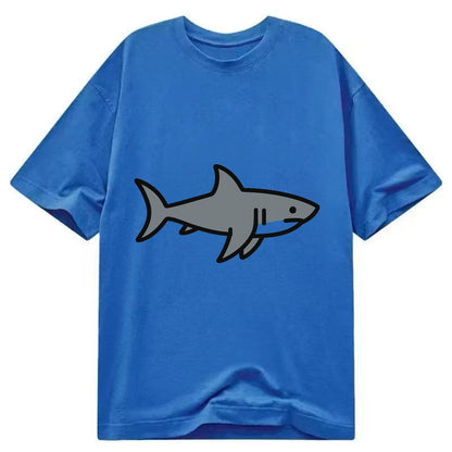 Great White Shark - Gray predator flat side profile - Classic T-shirt - Blue