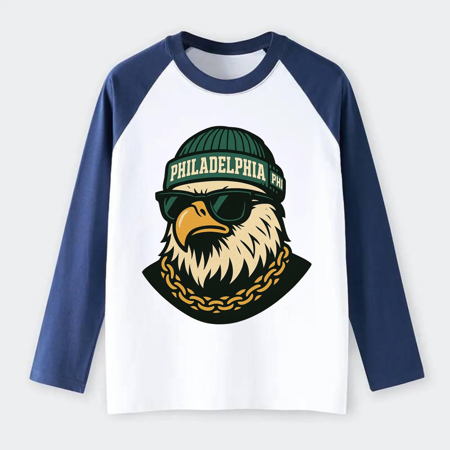 "eagle" "philadelphia" "phi" "green" "us East" - Raglan Long Sleeve T-Shirt - Blue