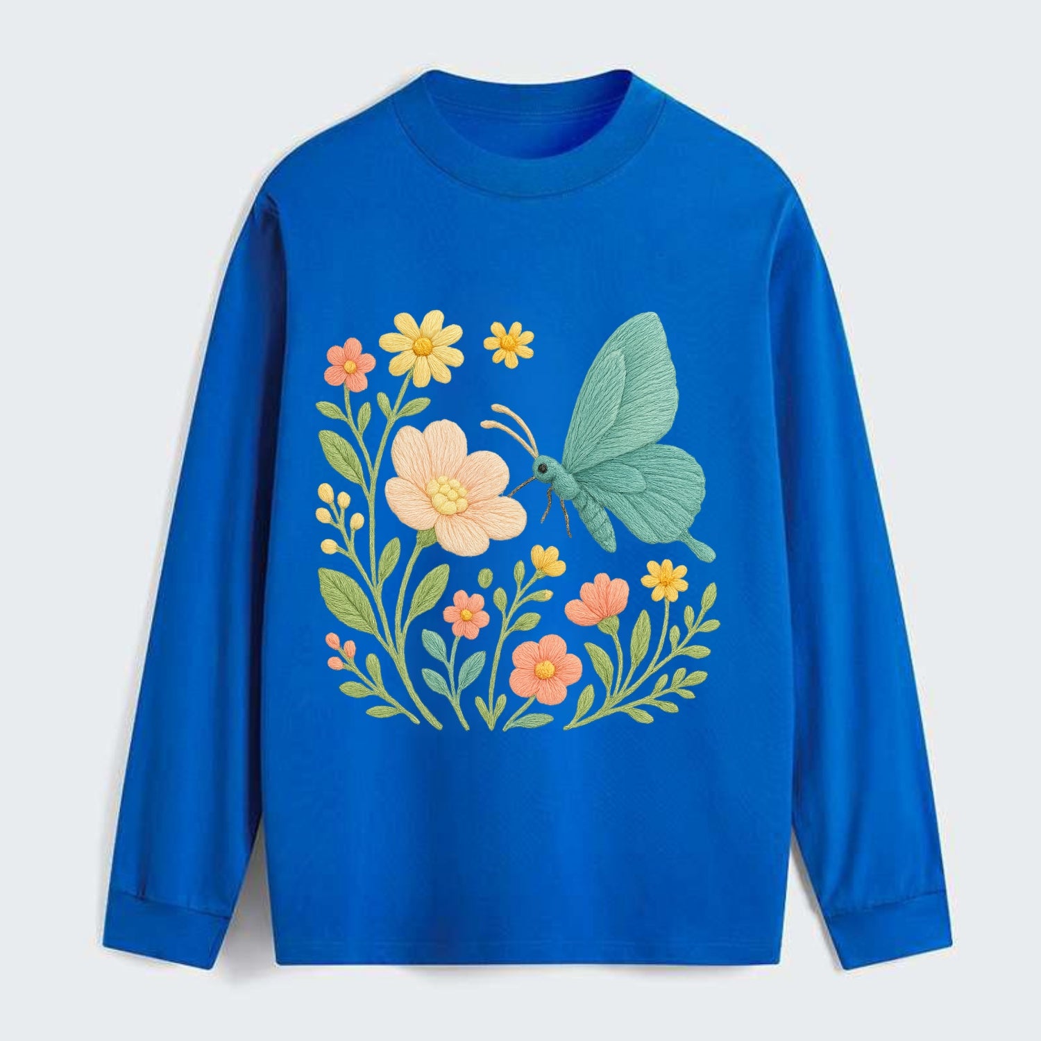 Mint Night Butterfly - Classic Long Sleeve Shirt - Blue