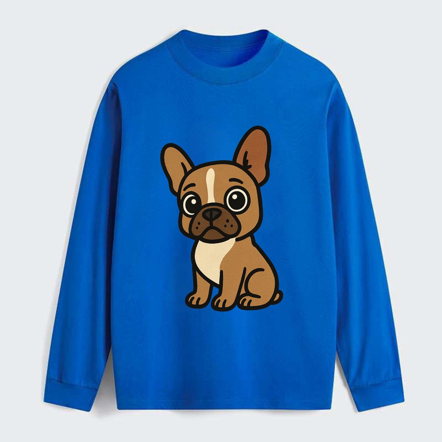 French Bulldog - Head tilt one ear up - Classic Long Sleeve Shirt - Blue
