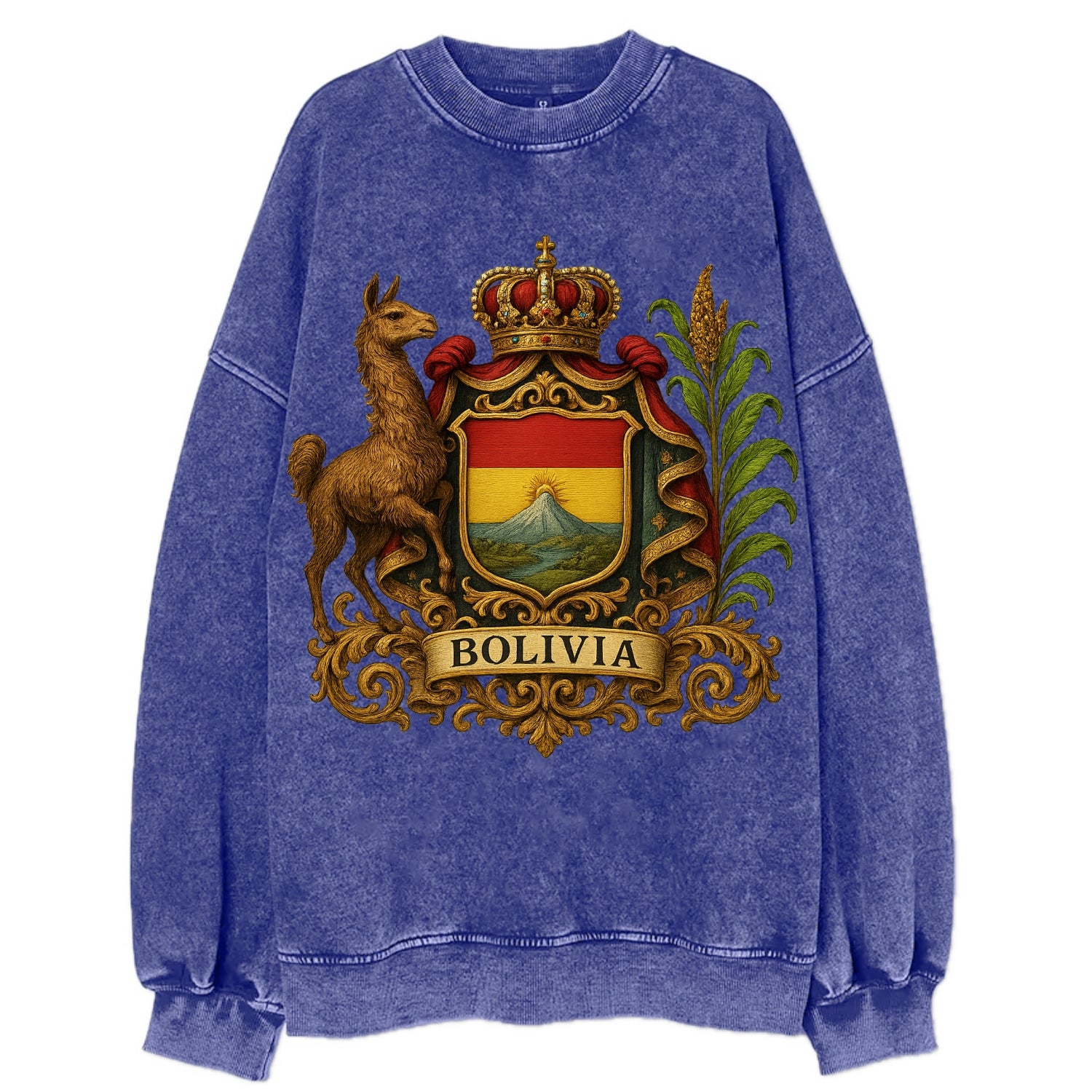 Bolivia Royal Logo  - Vintage Sweatshirt - Blue