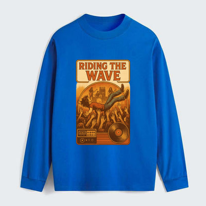 Crowd surfing at packed concert - "Riding the Wave" - concert energy - Classic Long Sleeve Shirt - Blue