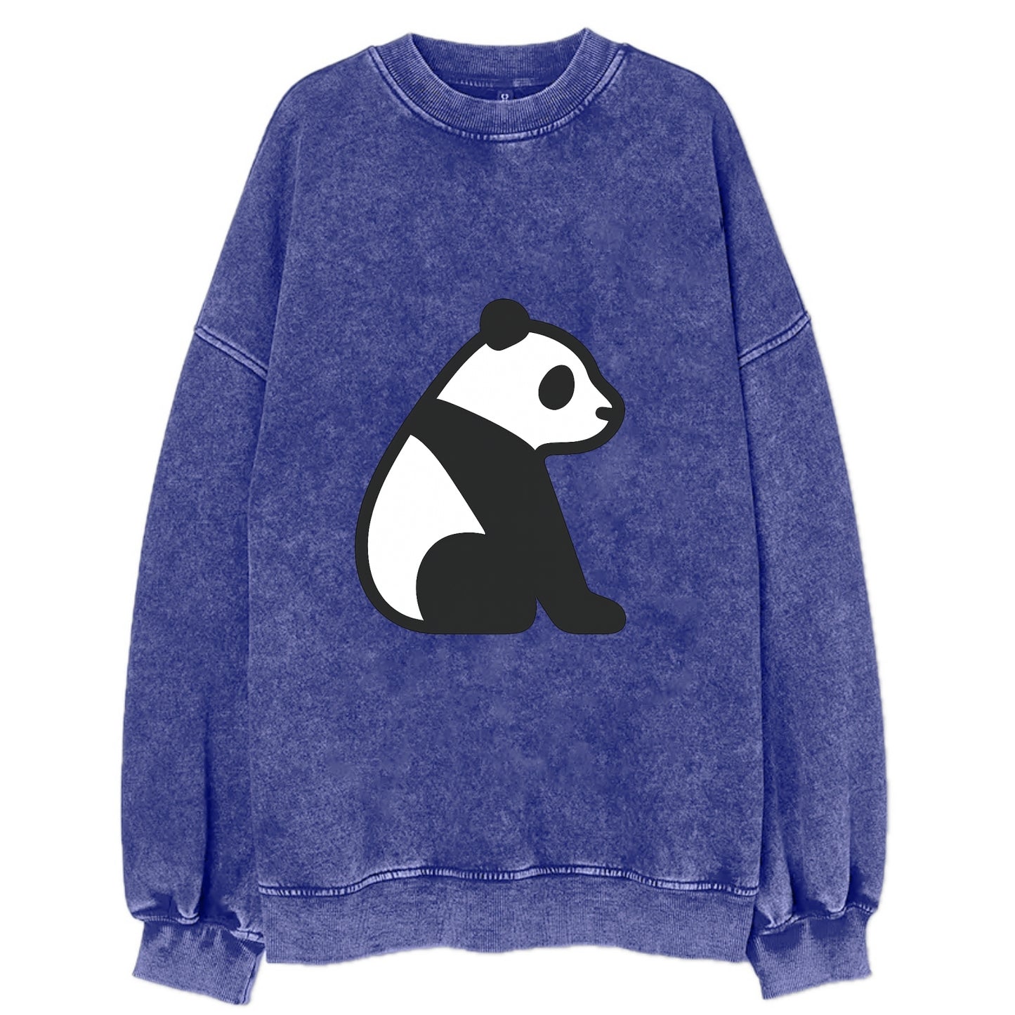 Panda - Black and white sitting pose flat side profile - Vintage Sweatshirt - Blue