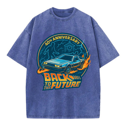 Back To The Future 40th Anniversary - Vintage T-shirt - Blue