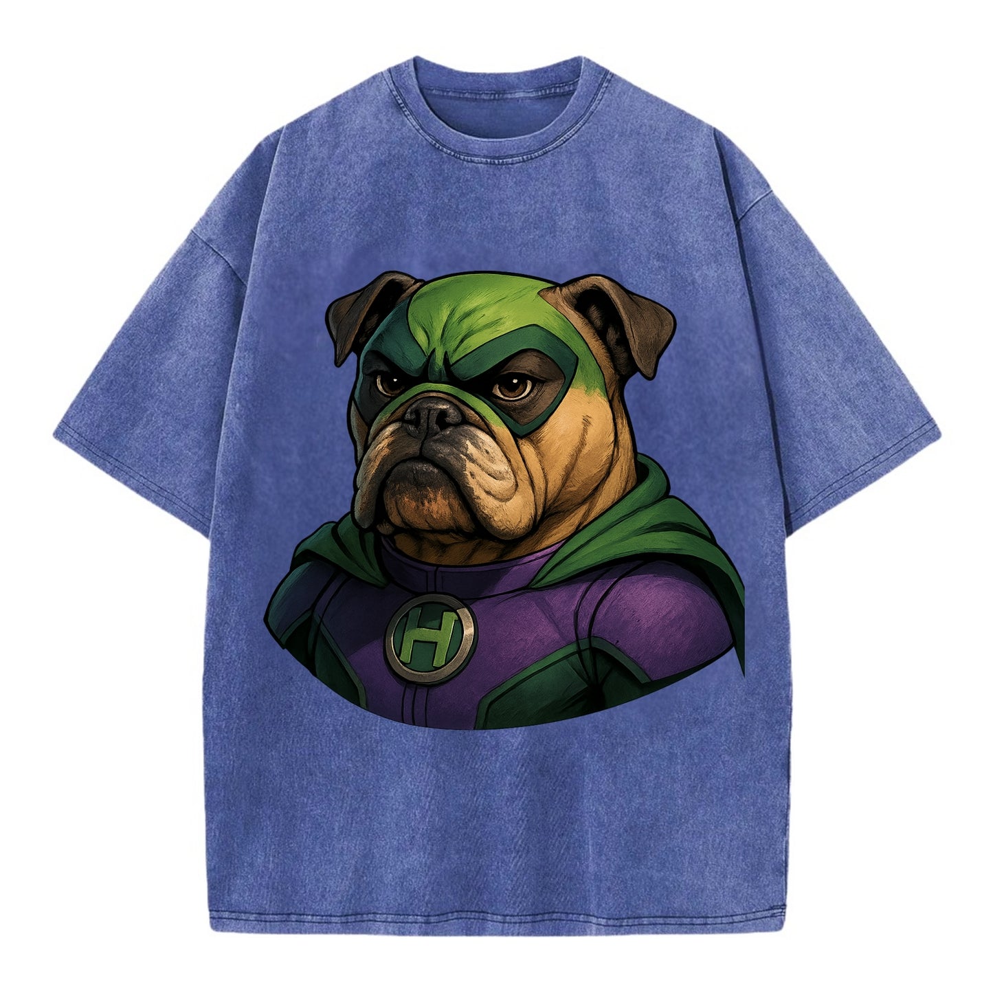 Bulldog Strong Hero  - Vintage T-shirt - Blue