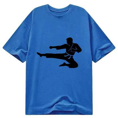 Martial artist flying kick - Classic T-shirt - Blue
