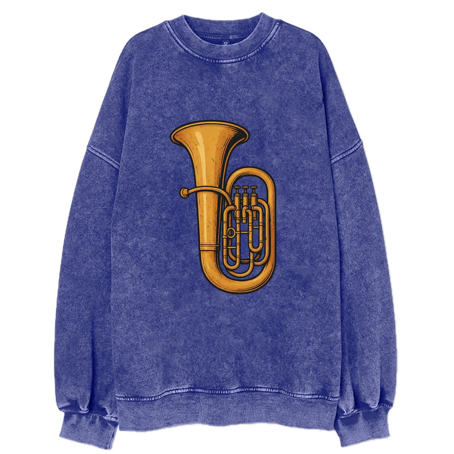 Tuba with large brass bell - Vintage Sweatshirt - Blue