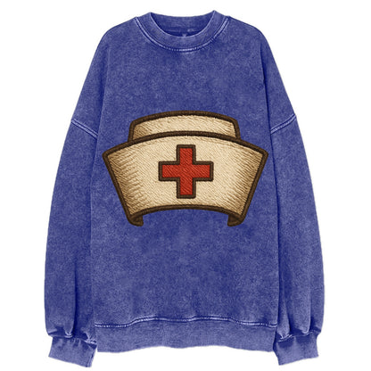 Nurse Cap  - Vintage Sweatshirt - Blue
