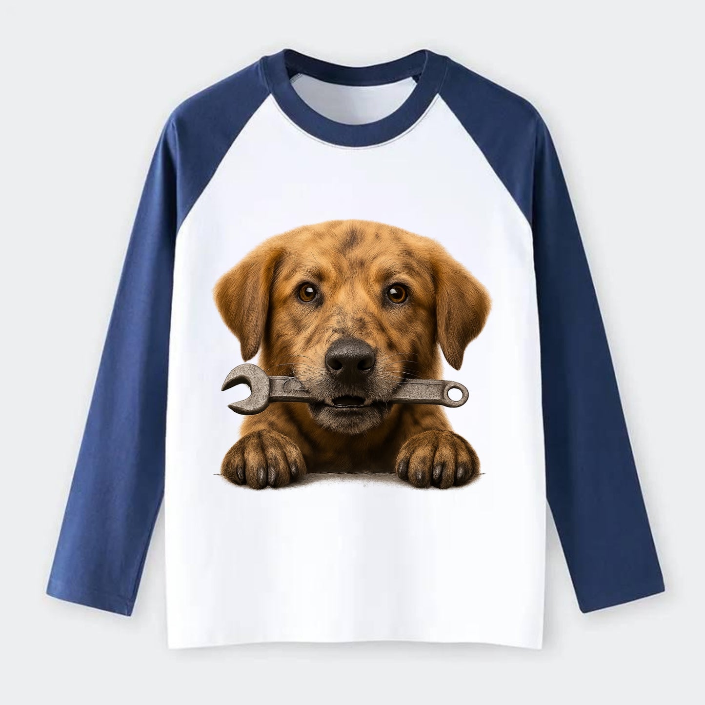 Mechanic Dog  - Raglan Long Sleeve T-Shirt - Blue