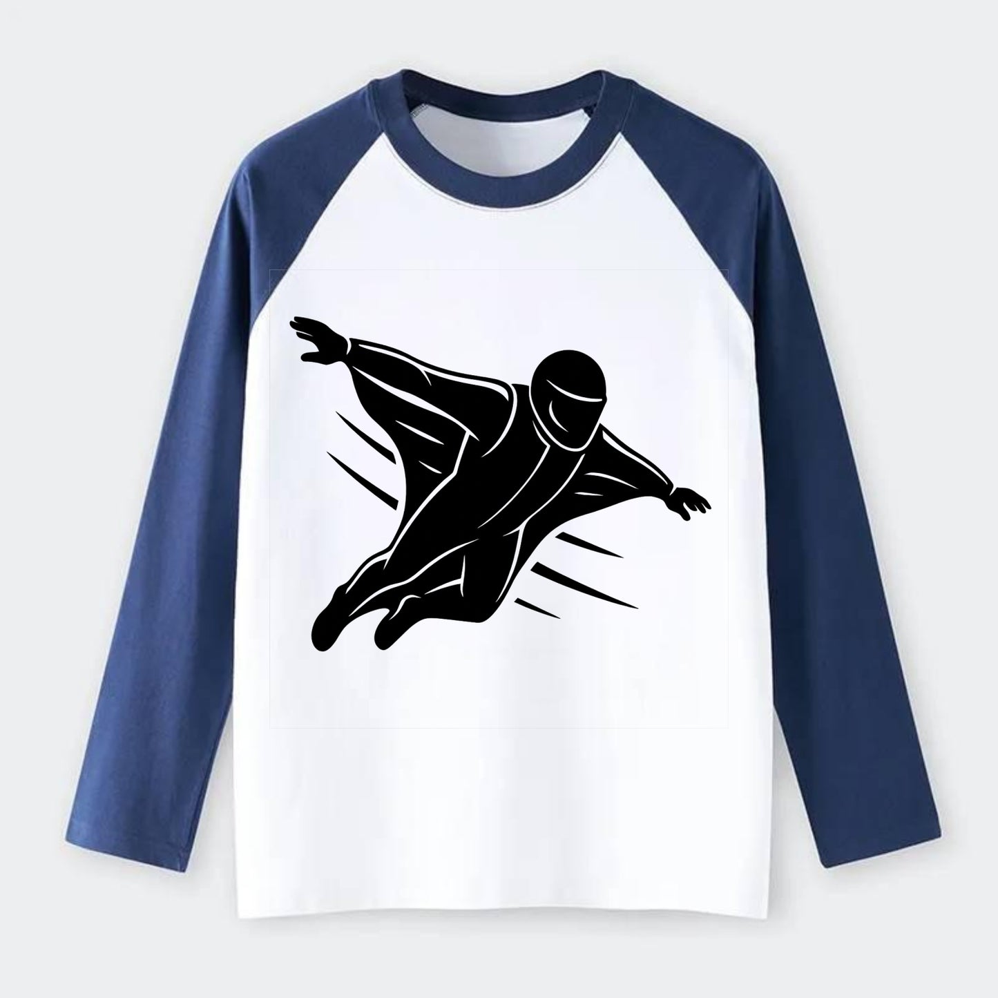 Wingsuit flyer gliding - Raglan Long Sleeve T-Shirt - Blue