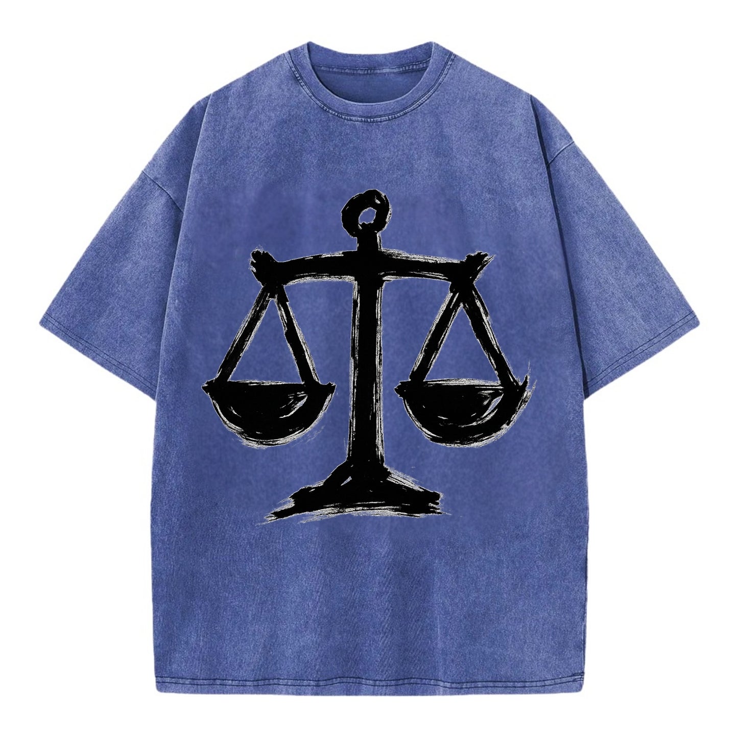 Scales of justice - equality and fairness bold ink style - Vintage T-shirt - Blue
