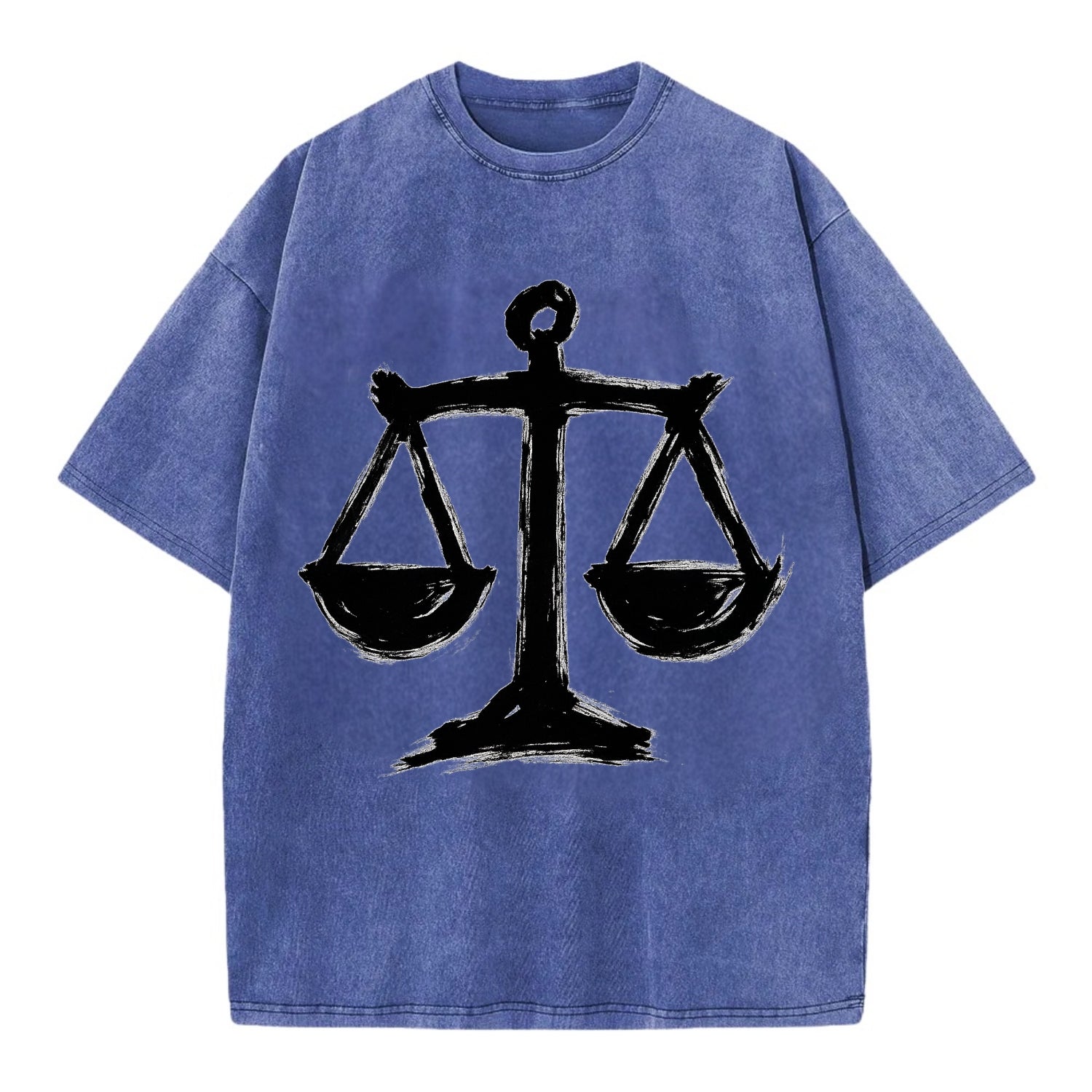 Scales of justice - equality and fairness bold ink style - Vintage T-shirt - Blue