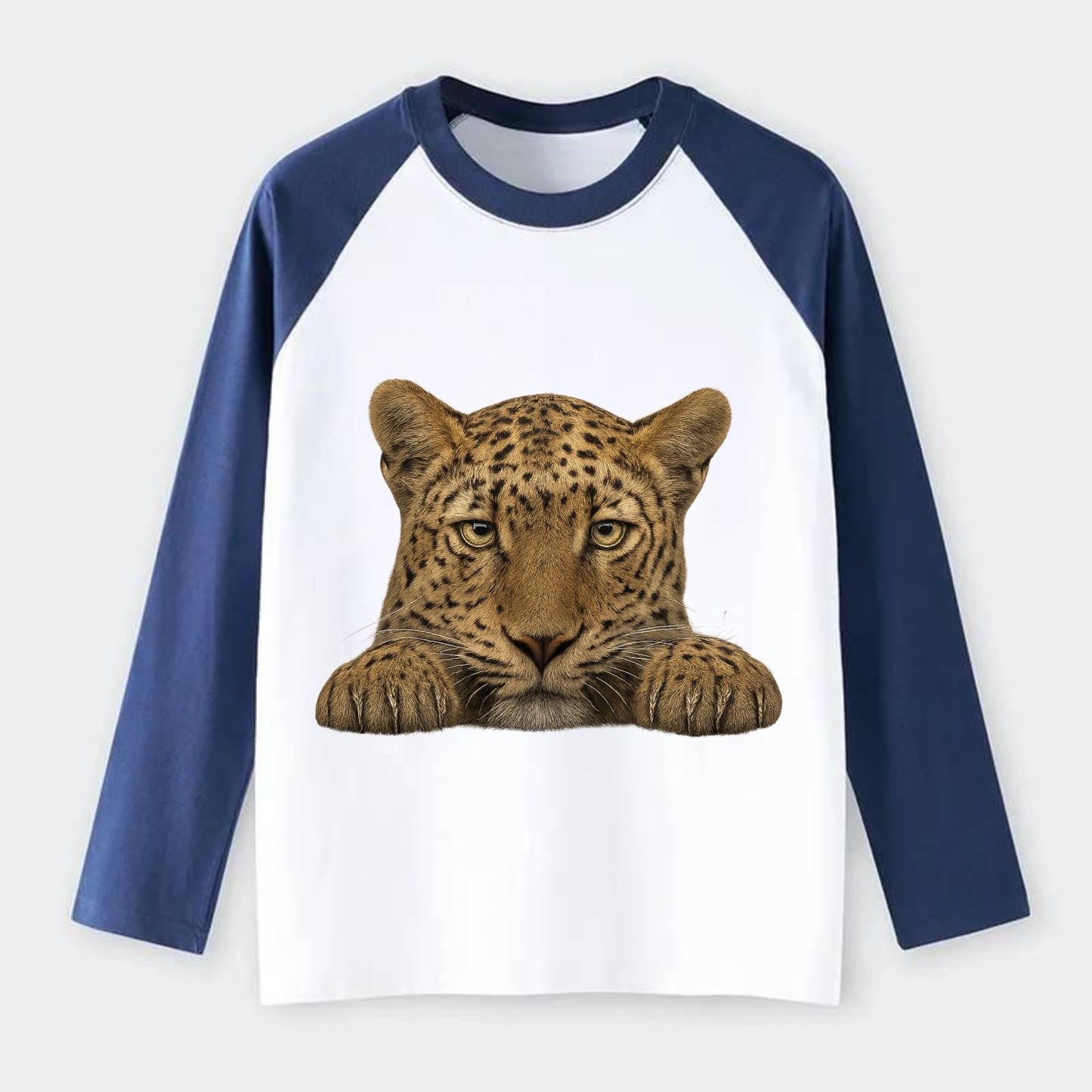 Leopard  - Raglan Long Sleeve T-Shirt - Blue