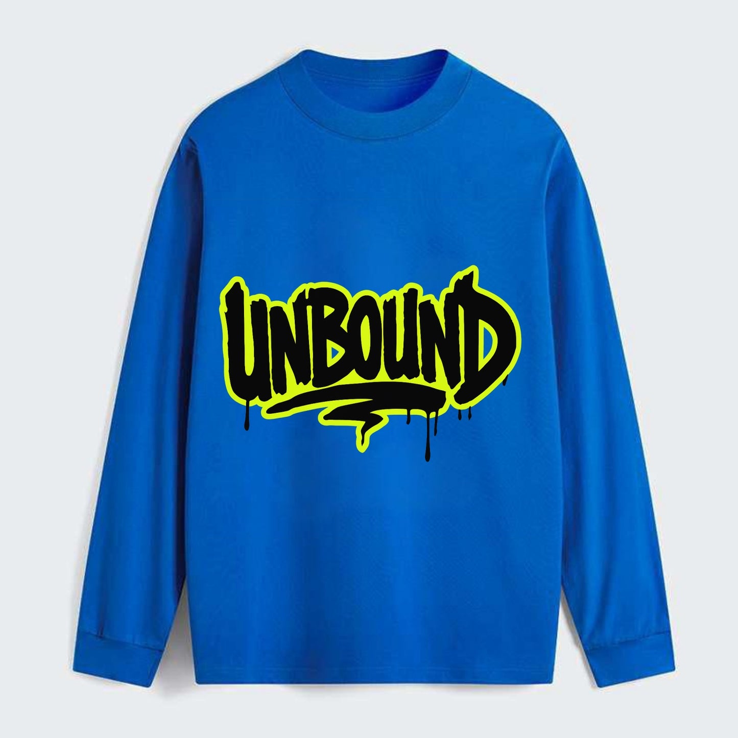 Bold typography design - "UNBOUND" - without limits, free from - Classic Long Sleeve Shirt - Blue