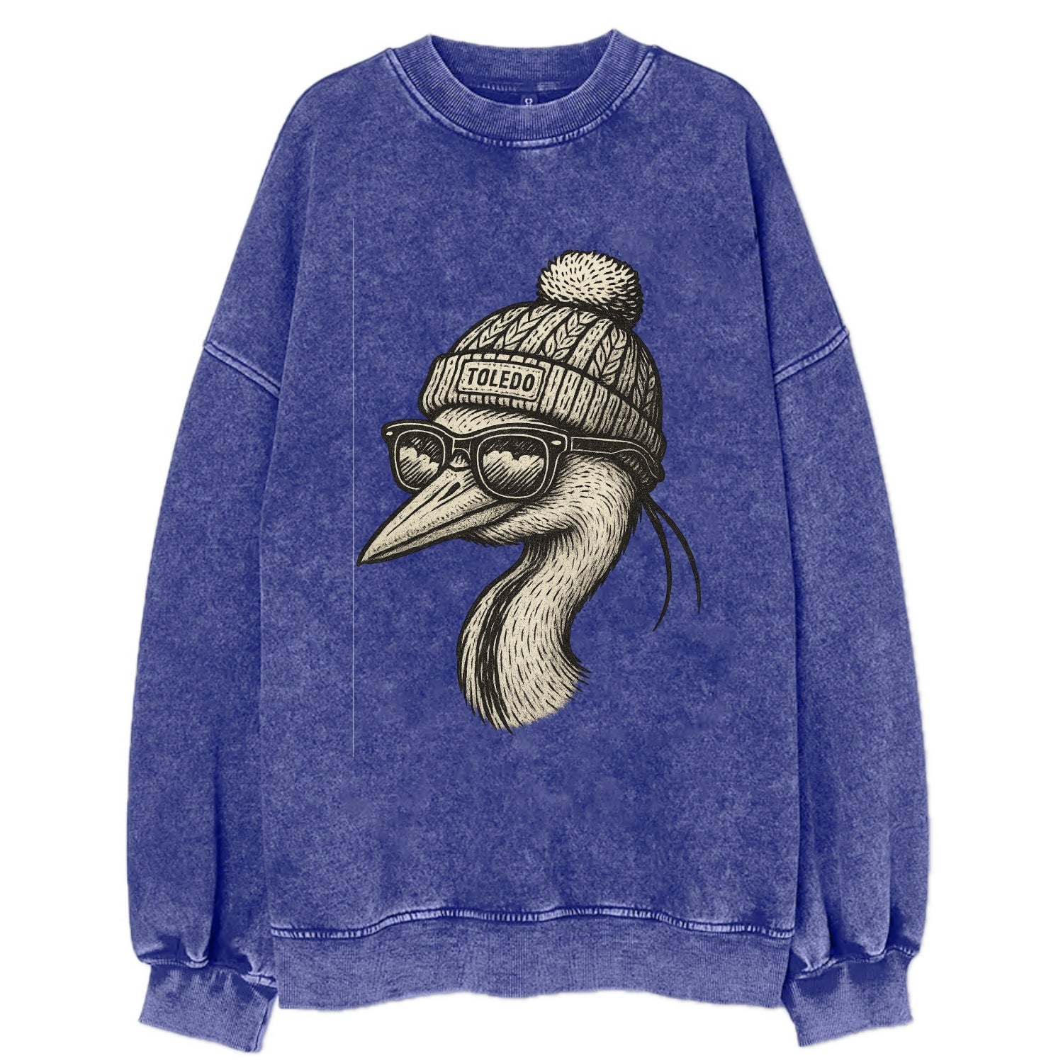 Toledo Great Blue Heron wearing Toledo b - Vintage Sweatshirt - Blue