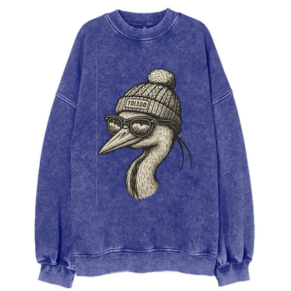Toledo Great Blue Heron wearing Toledo b - Vintage Sweatshirt - Blue