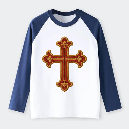 Armenian Cross - Raglan Long Sleeve T-Shirt - Blue