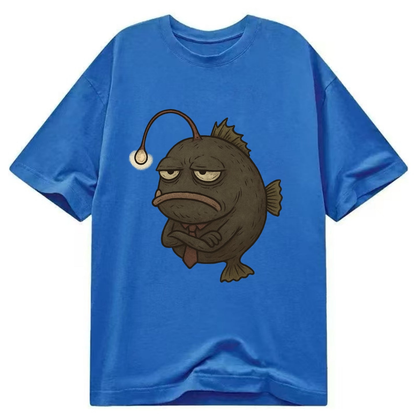 THE ANGLERFISH LURES DISAPPOINTMENT | Dark gray anglerfish with dim light - Classic T-shirt - Blue