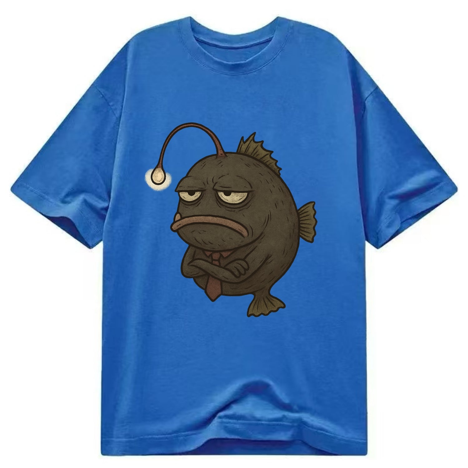 THE ANGLERFISH LURES DISAPPOINTMENT | Dark gray anglerfish with dim light - Classic T-shirt - Blue