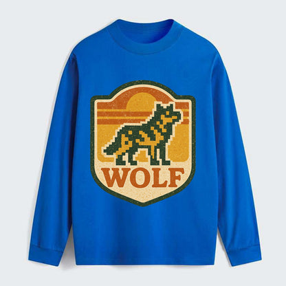 Digital Pixel Wolf  - Classic Long Sleeve Shirt - Blue