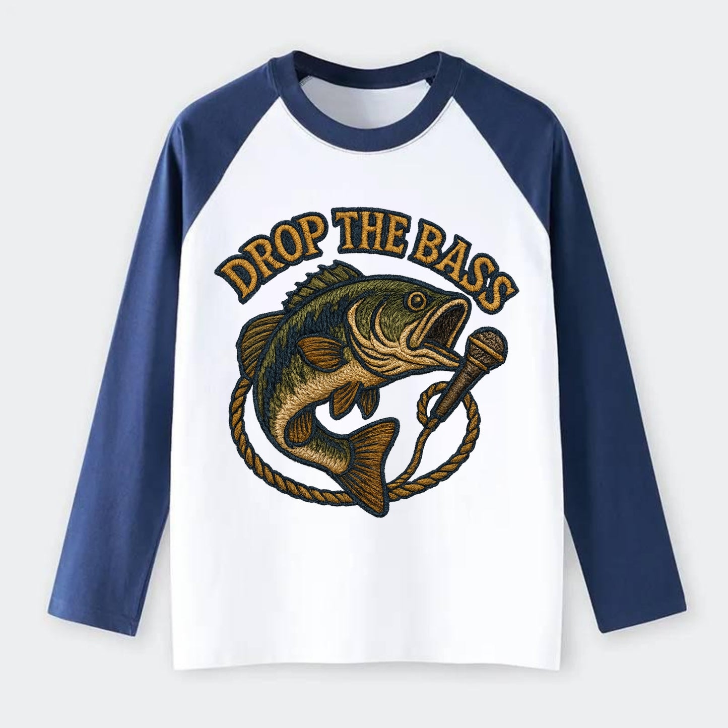 Drop The Bass  - Raglan Long Sleeve T-Shirt - Blue
