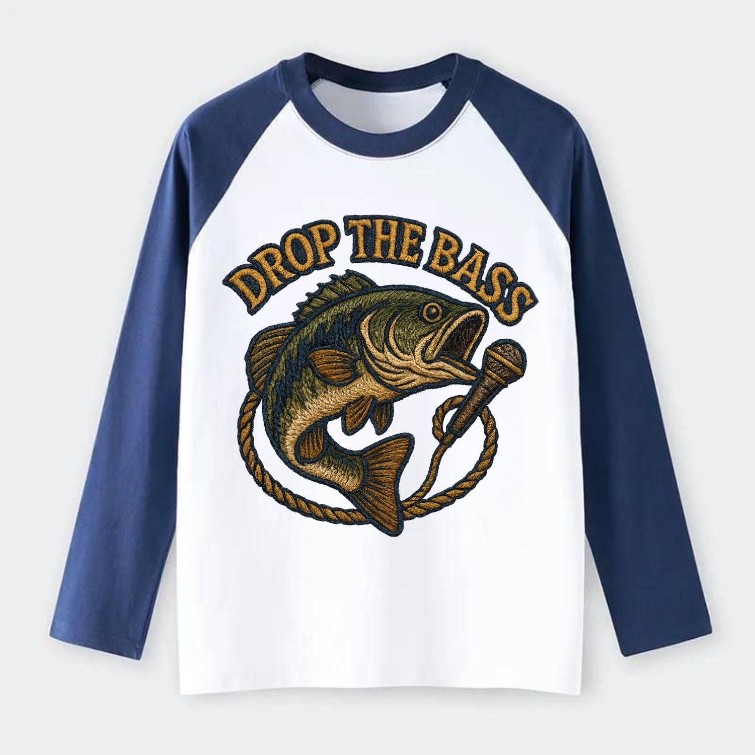 Drop The Bass  - Raglan Long Sleeve T-Shirt - Blue
