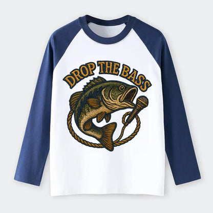 Drop The Bass  - Raglan Long Sleeve T-Shirt - Blue
