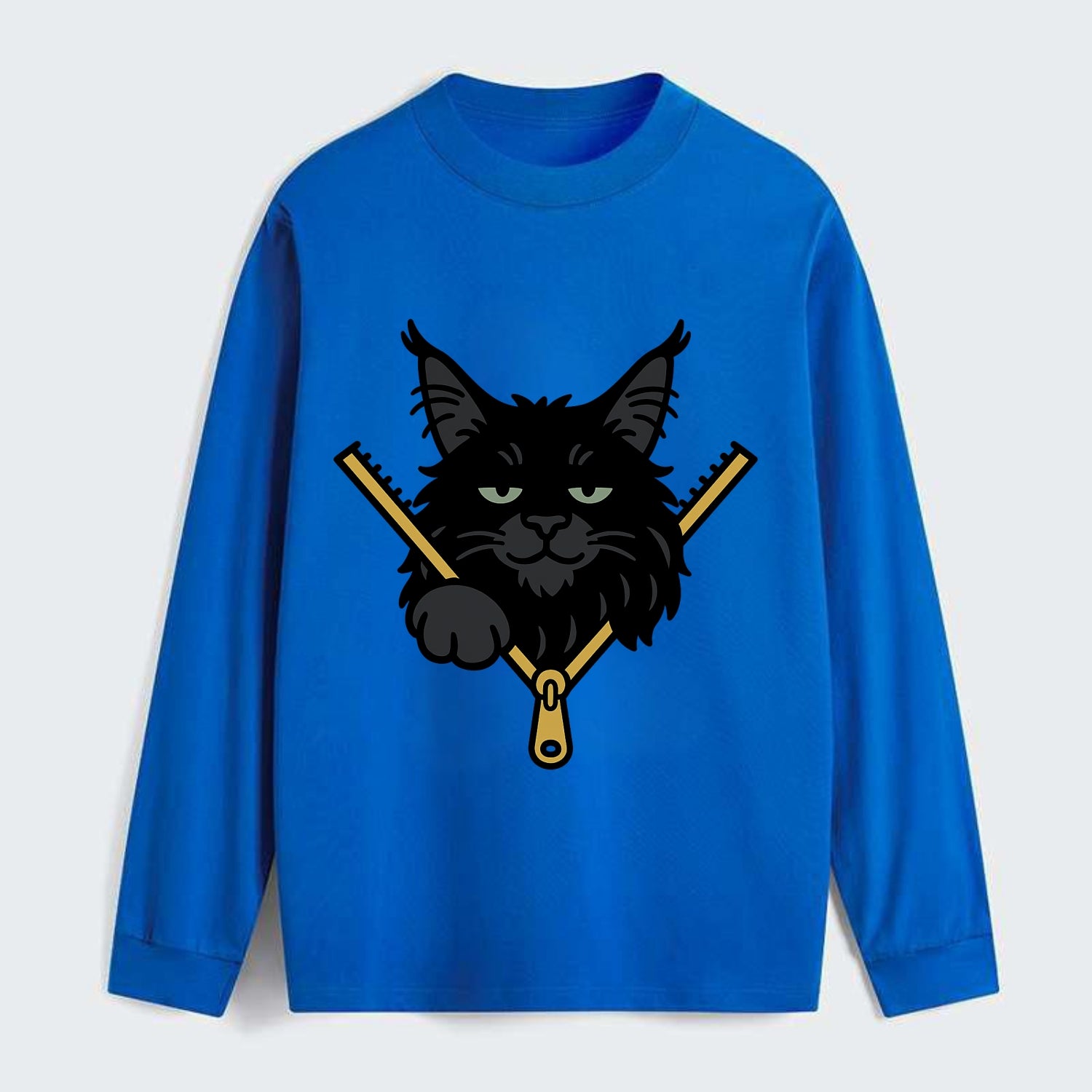 Black Maine Coon - Classic Long Sleeve Shirt - Blue