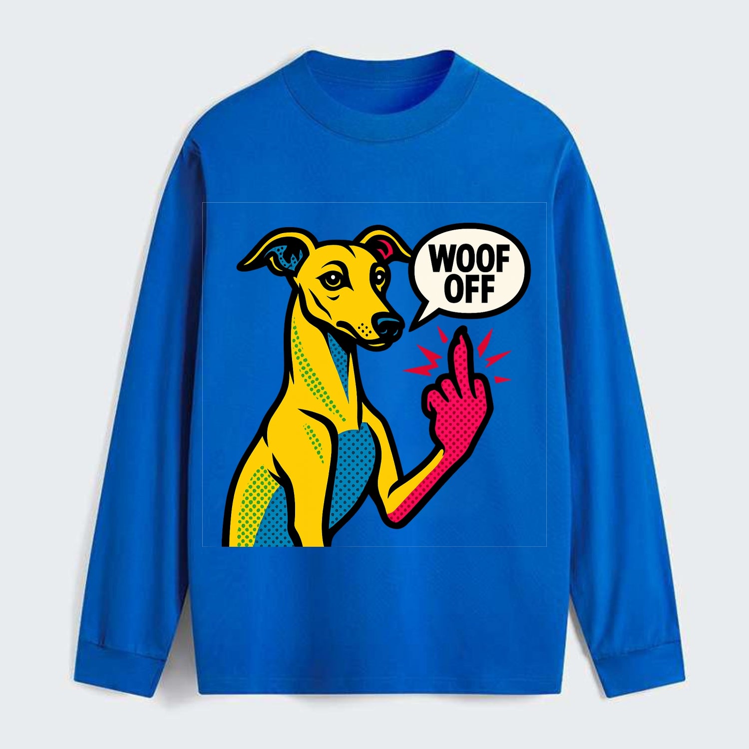 Whippet sleek athletic greyhound-like, elegant long paw giving sass - Classic Long Sleeve Shirt - Blue