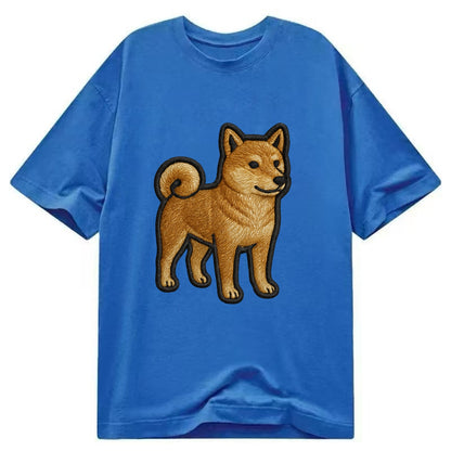 Shiba Inu - Trendy Japanese dog logo wit - Classic T-shirt - Blue