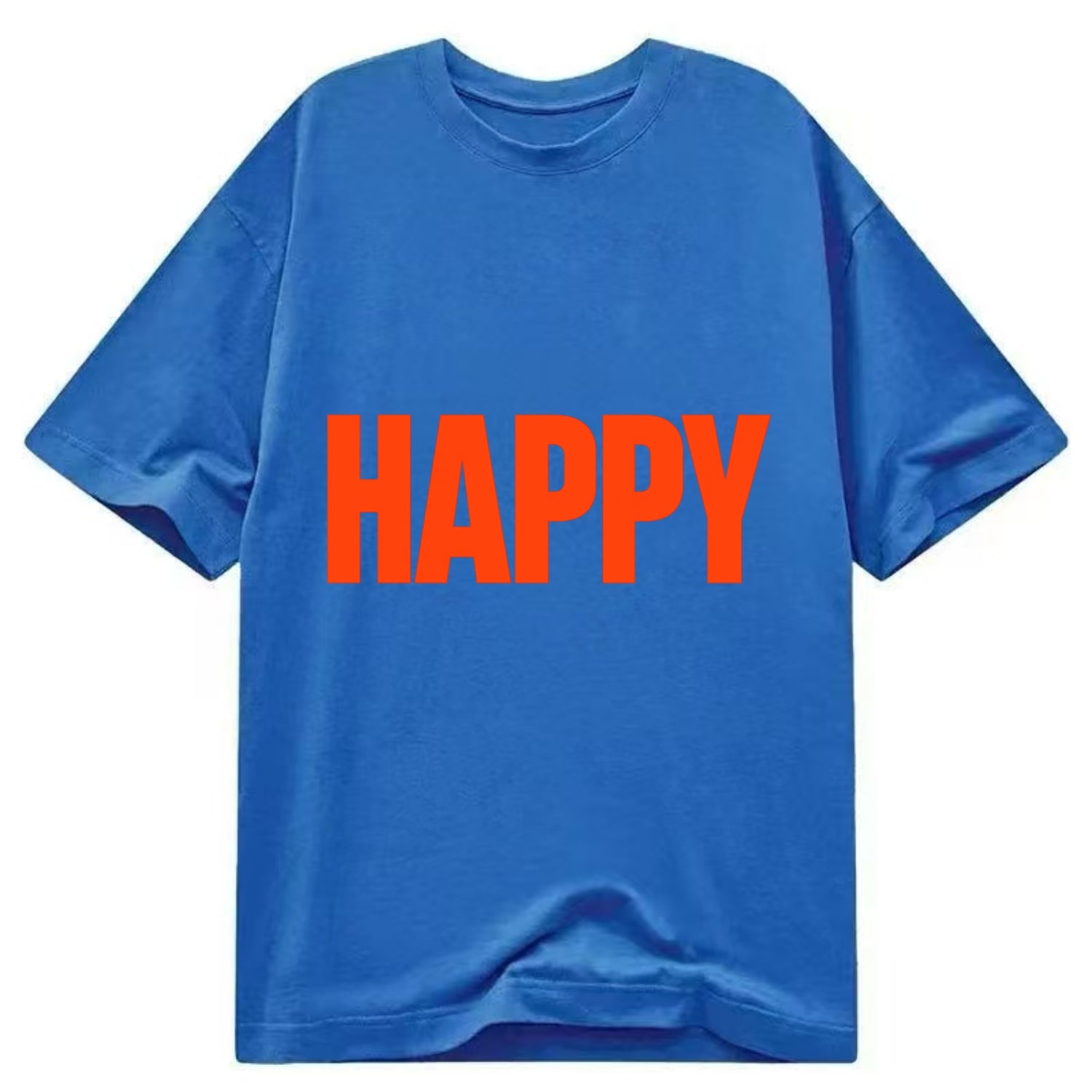 Bold typography design - "HAPPY" - joyful, content, pleased - Classic T-shirt - Blue