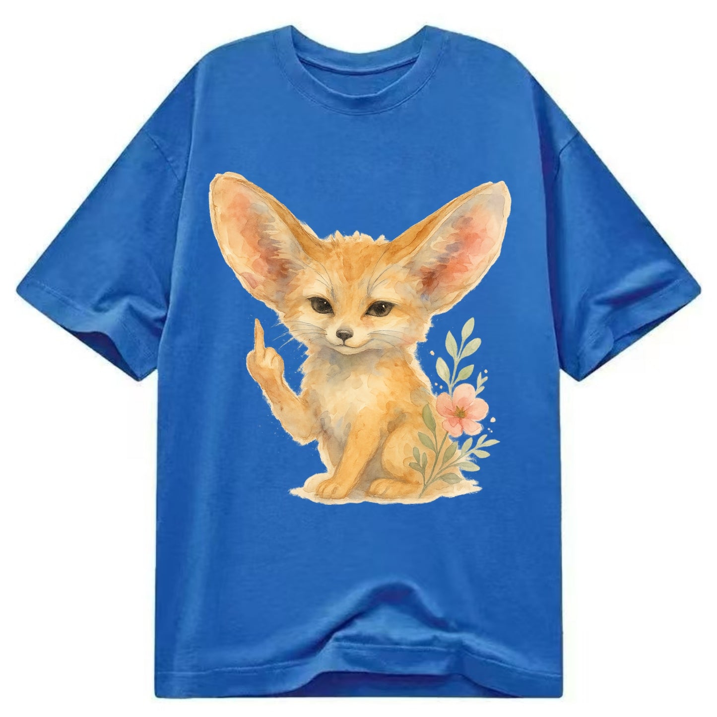 tiny fennec fox with oversized ears, one small paw raised in sass - Classic T-shirt - Blue