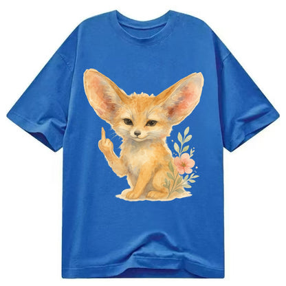 tiny fennec fox with oversized ears, one small paw raised in sass - Classic T-shirt - Blue