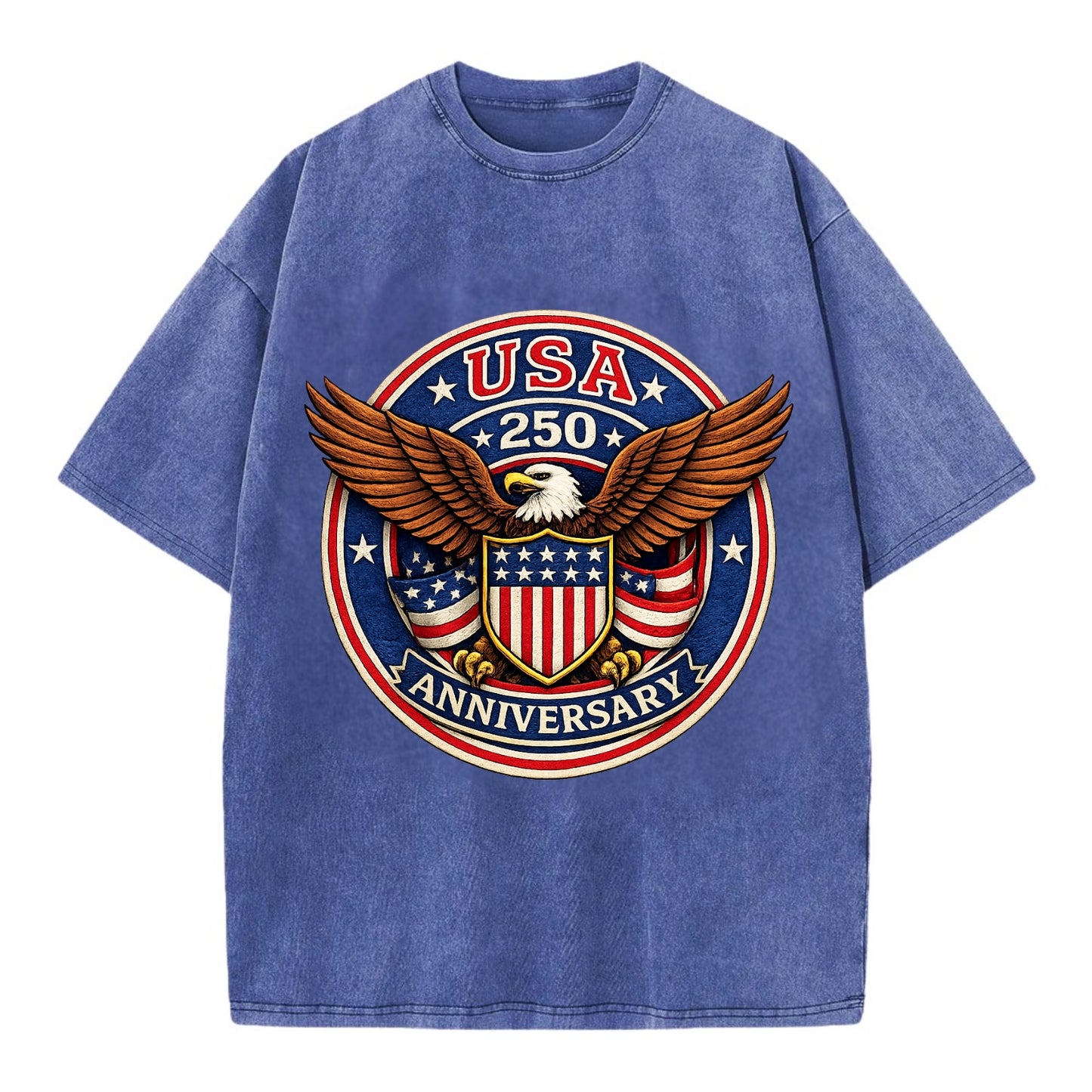 Usa 250 Anniversary Eagle Shield Emblem - Vintage T-shirt - Blue