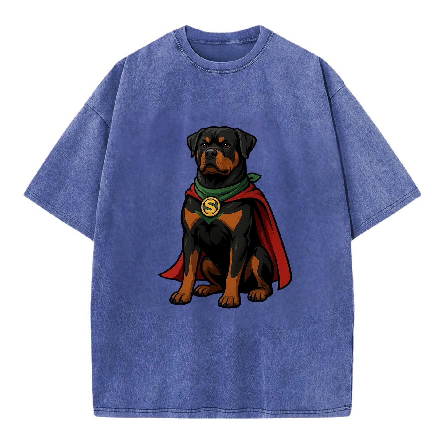 Rottweiler Strong Hero  - Vintage T-shirt - Blue