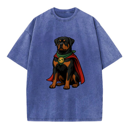 Rottweiler Strong Hero  - Vintage T-shirt - Blue