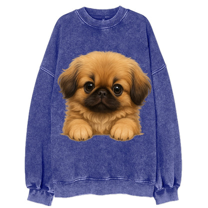 Pekingese  - Vintage Sweatshirt - Blue