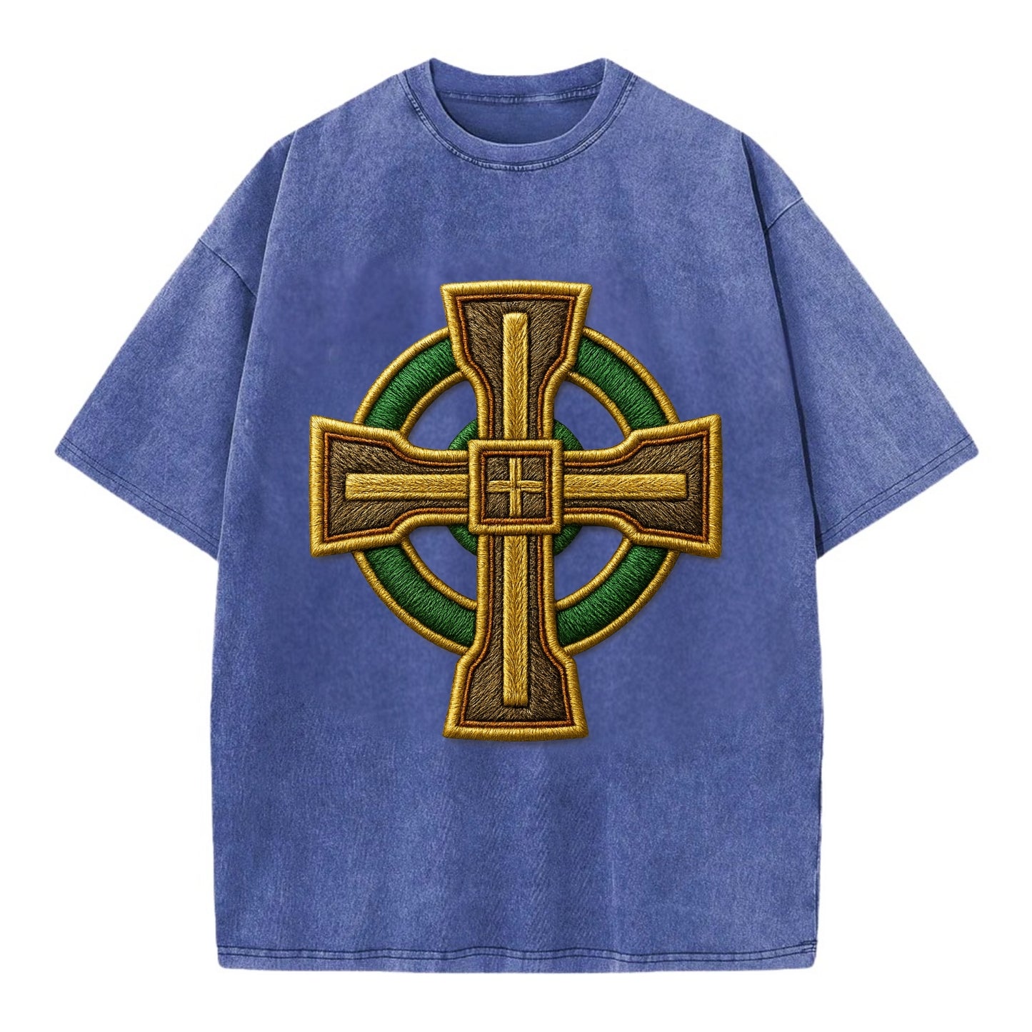 Durrow Cross - Vintage T-shirt - Blue