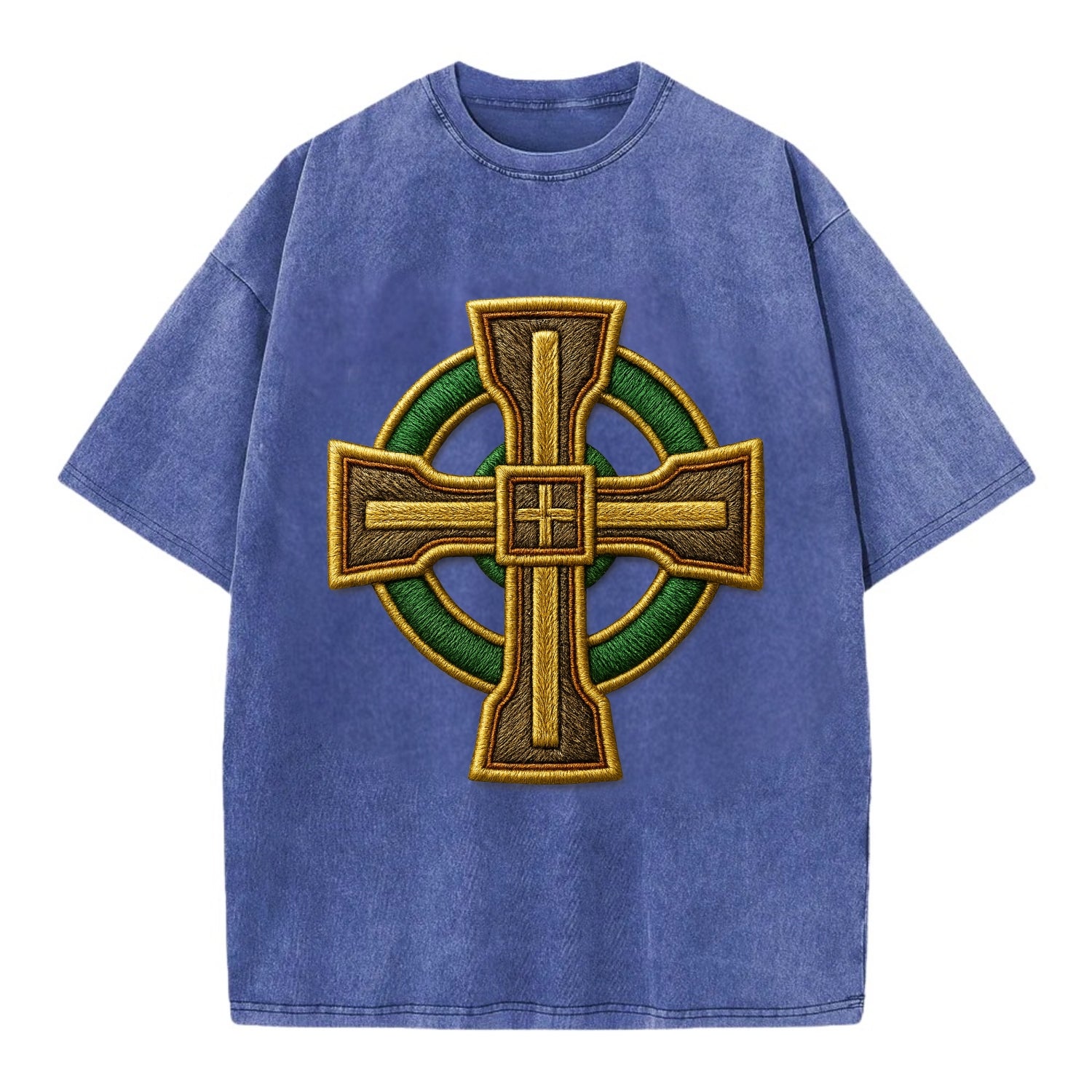 Durrow Cross - Vintage T-shirt - Blue