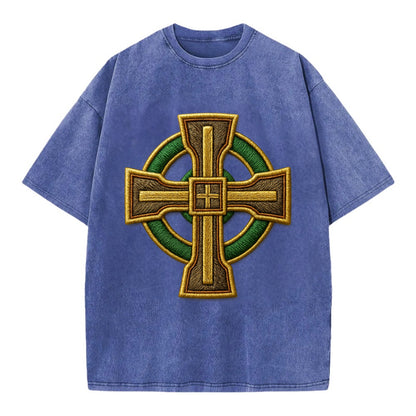 Durrow Cross - Vintage T-shirt - Blue