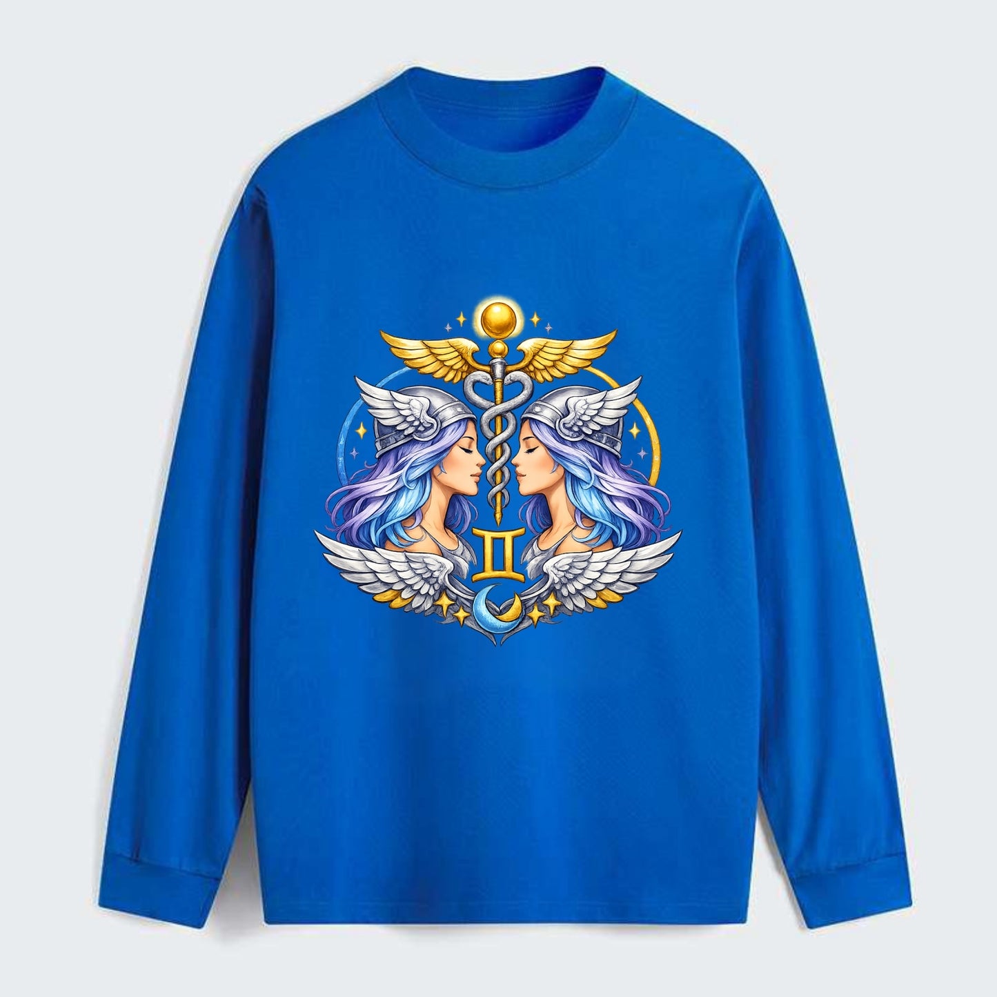 MERCURY WINGS | Winged messenger symbol | Caduceus staff | Swift - Classic Long Sleeve Shirt - Blue