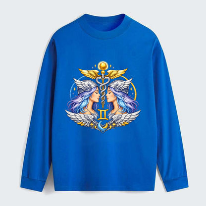 MERCURY WINGS | Winged messenger symbol | Caduceus staff | Swift - Classic Long Sleeve Shirt - Blue