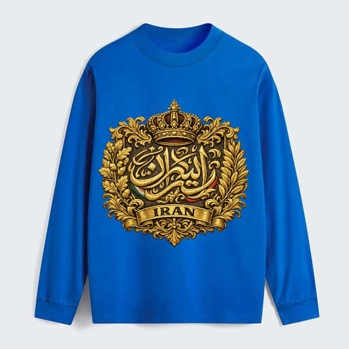Iran Persian Calligraphy Crest - Classic Long Sleeve Shirt - Blue
