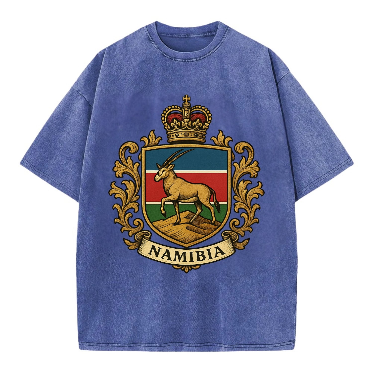 Namibia Heritage Badge  - Vintage T-shirt - Blue