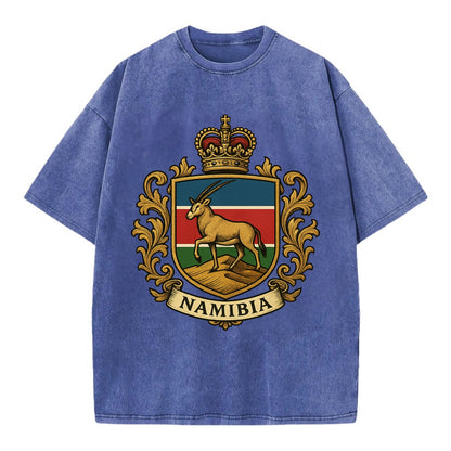 Namibia Heritage Badge  - Vintage T-shirt - Blue