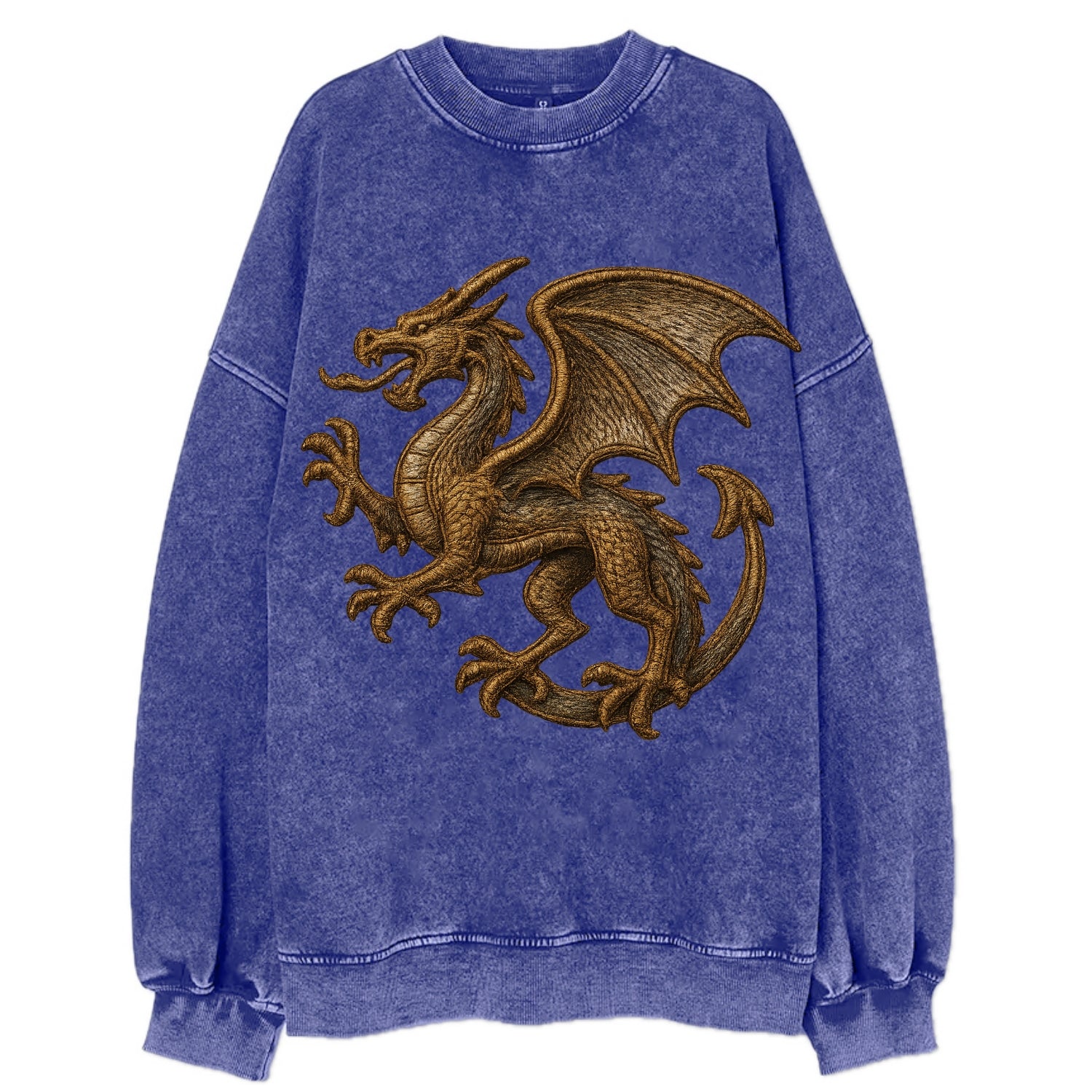 Dragon Silhouette  - Vintage Sweatshirt - Blue