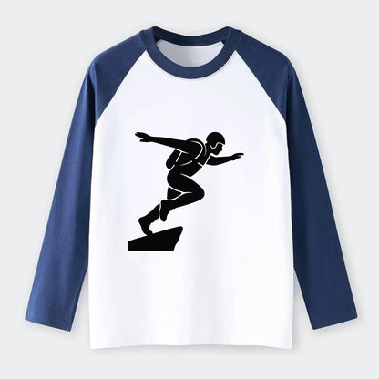Base jumper launching off - Raglan Long Sleeve T-Shirt - Blue