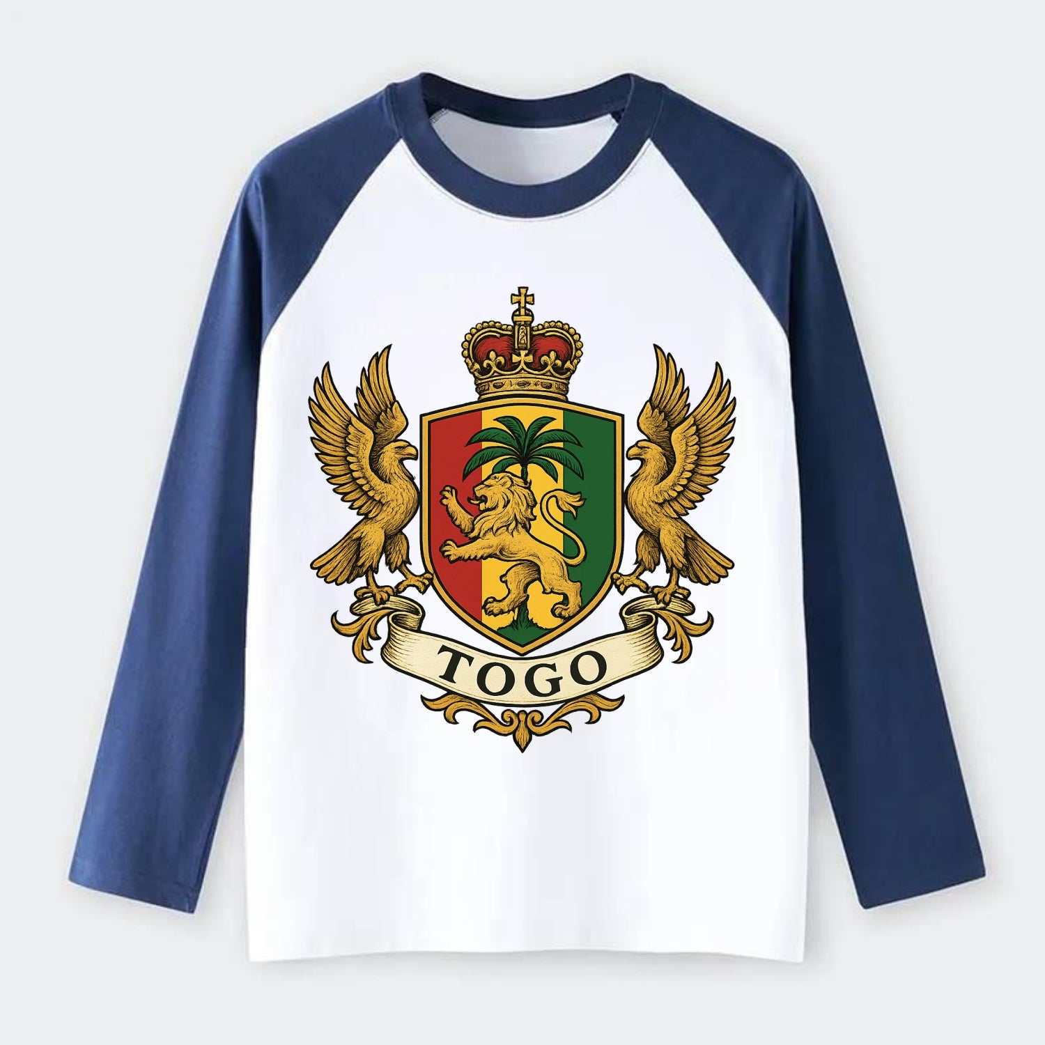 Togo Heritage Badge  - Raglan Long Sleeve T-Shirt - Blue